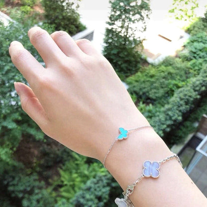 [AuraEcho]BUTTERFLY TURQUOISE BUTTERFLY BRACELET SILVER