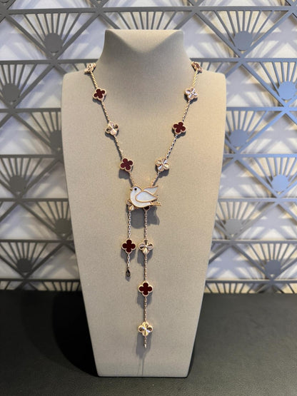 [AuraEcho]CLOVER 20 MOTIFS LASER CARNELIAN NECKLACE