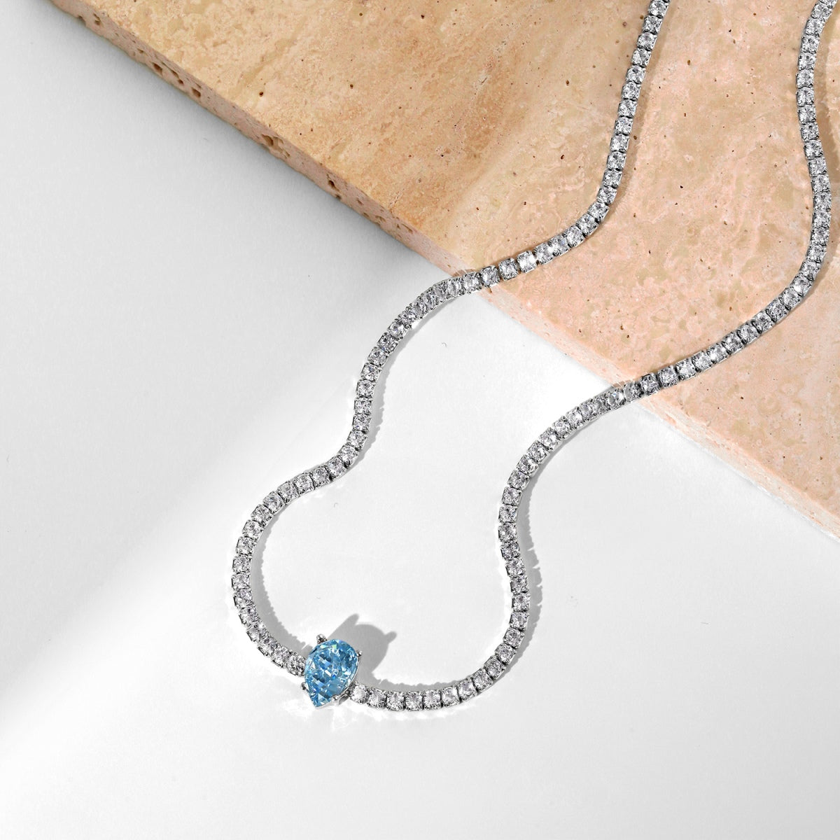 [AuraEcho]1.0 carat Unique Pear Cut Tennis Necklace
