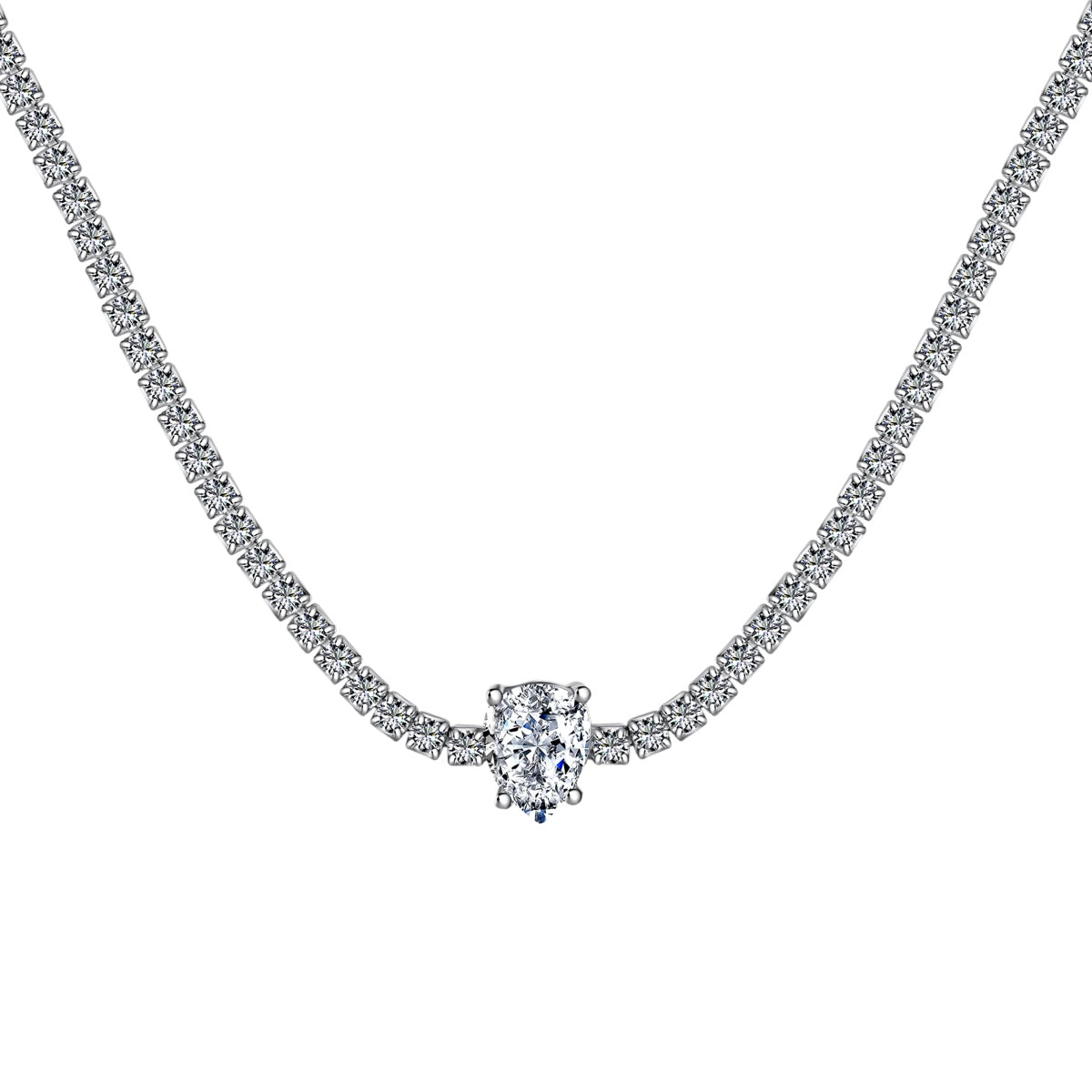 [AuraEcho]1.0 carat Unique Pear Cut Tennis Necklace