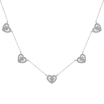 [AuraEcho]Sparkling Five Heart Necklace