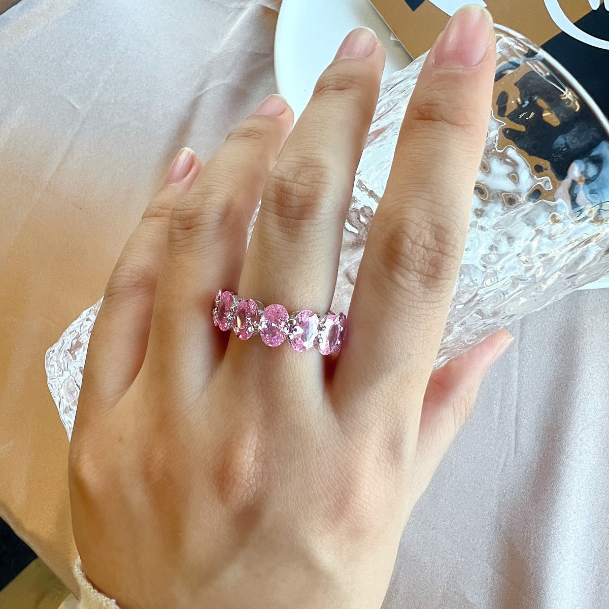 [AuraEcho]Dainty Elongated Cushion Cut Tennis Ring