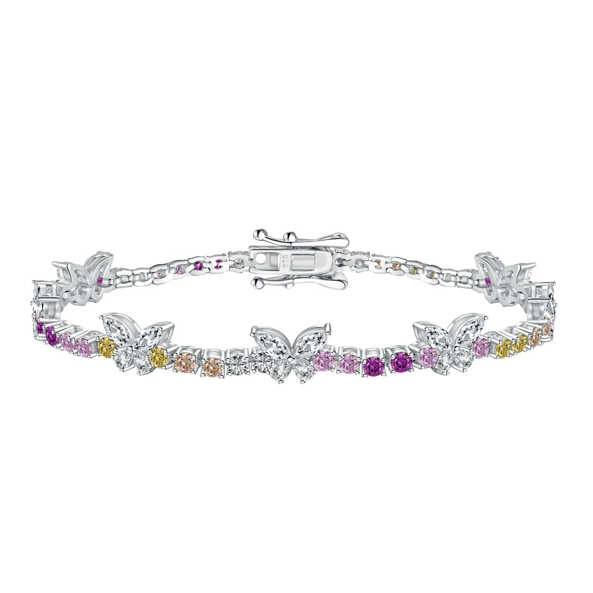 [AuraEcho]Ornate Colorful Butterfly Shape Round Cut Daily Bracelet