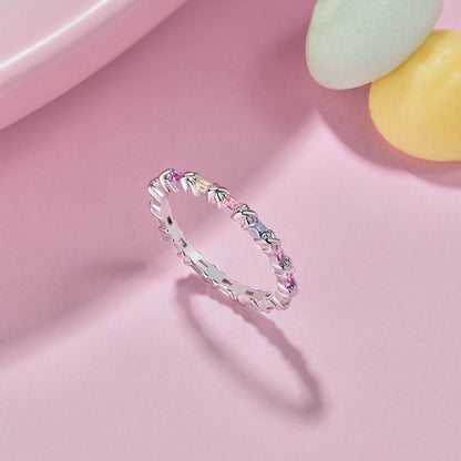 [AuraEcho]Charming Colorful Round Cut Daily Ring
