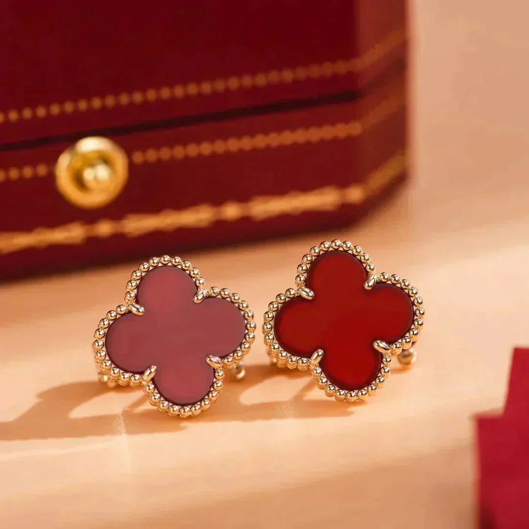 [AuraEcho]CLOVER MEDIUM 1 MOTIFS CARNELIAN  EARRINGS