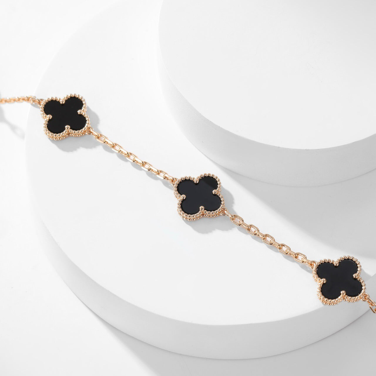[AuraEcho]CLOVER 10 MOTIFS ONYX NECKLACE