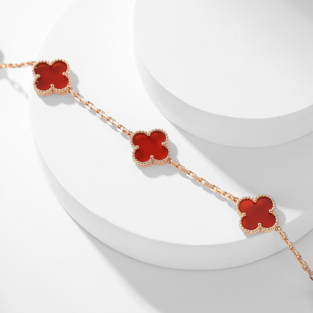[AuraEcho]CLOVER 10 MOTIFS CARNELIAN NECKLACE