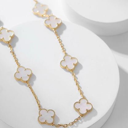 [AuraEcho]CLOVER 10 MOTIFS WHITE MOTHER OF PEARL NECKLACE