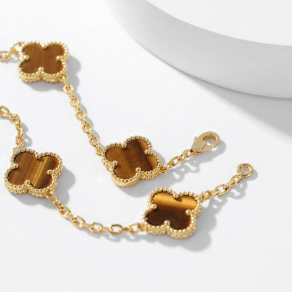[AuraEcho]CLOVER 10 MOTIFS TIGER EYE NECKLACE