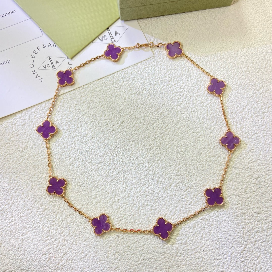 [AuraEcho]CLOVER 10 MOTIFS  PURPLE VIOLET  NECKLACE