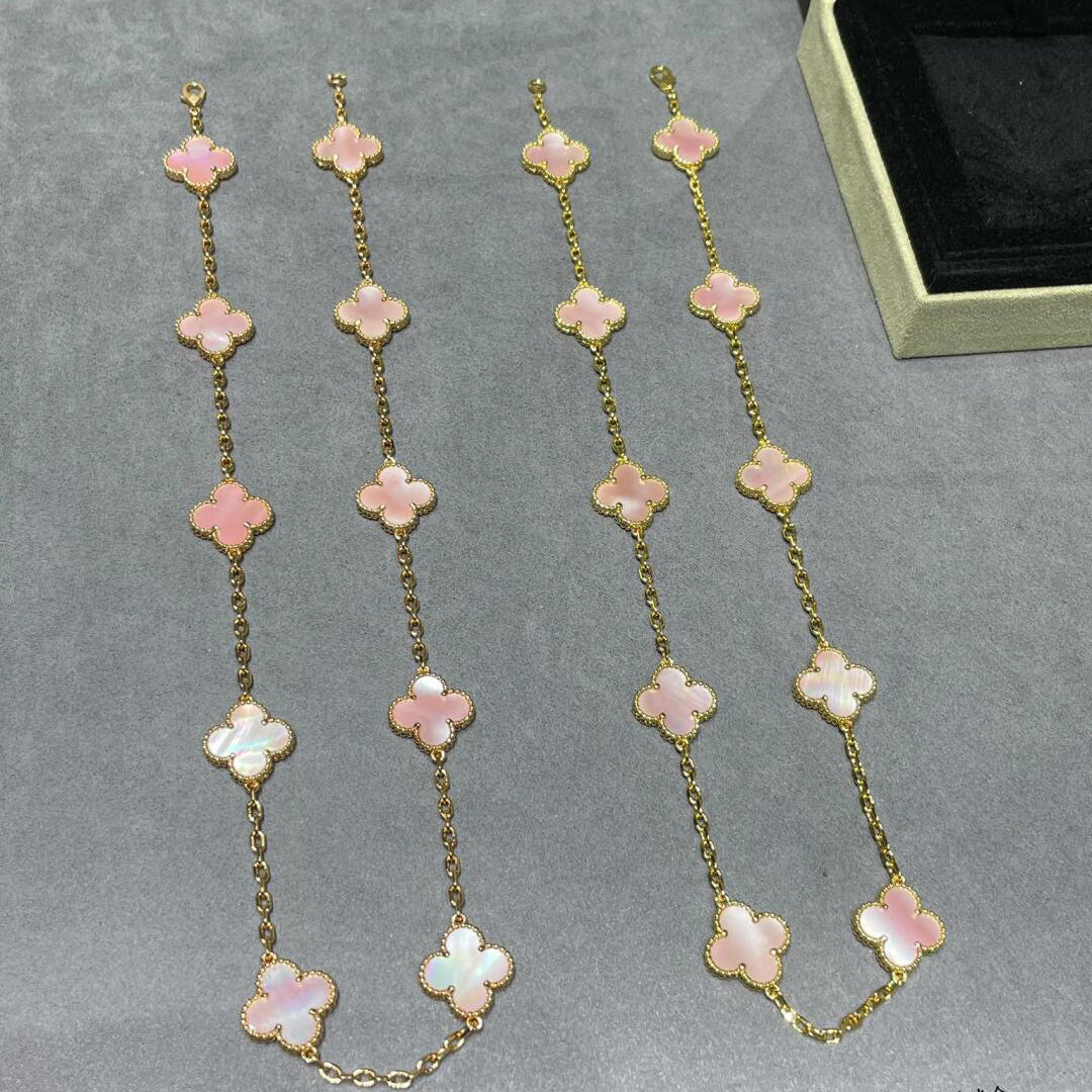 [AuraEcho]CLOVER 10 MOTIFS PINK MOP NECKLACE