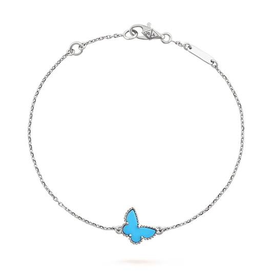[AuraEcho]BUTTERFLY TURQUOISE BUTTERFLY BRACELET SILVER